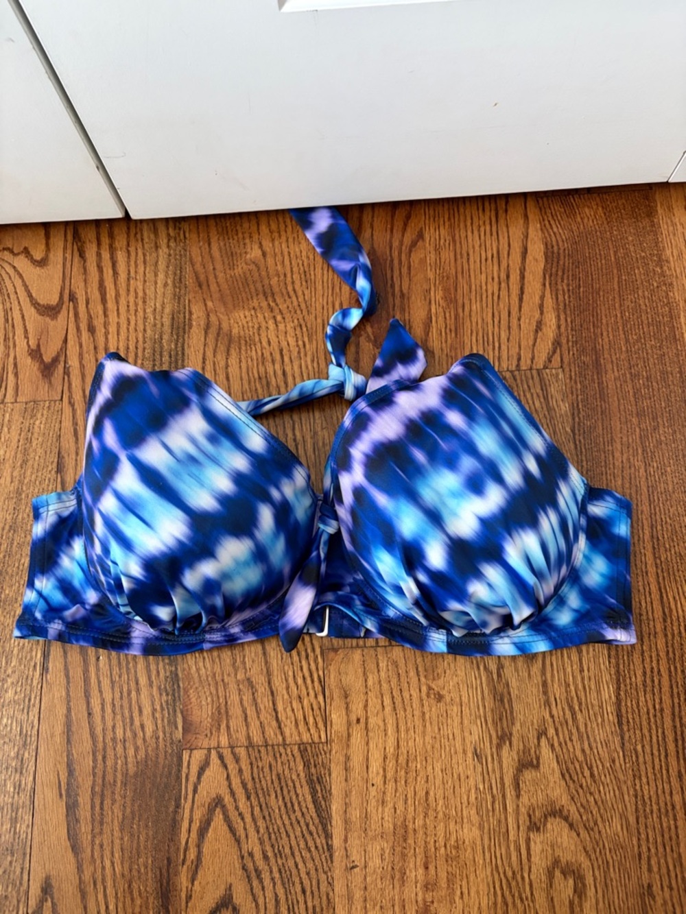 Swimsuits for All Blue Tie-Dye Halter Bikini Top Size 20